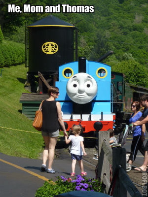 Mom and I meeting Thomas the train